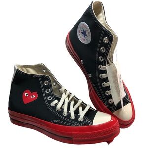 Comme des Garçon PLAY x Converse Chuck 70 Hi - Black/Red A01793C Size M7/W9 NWT